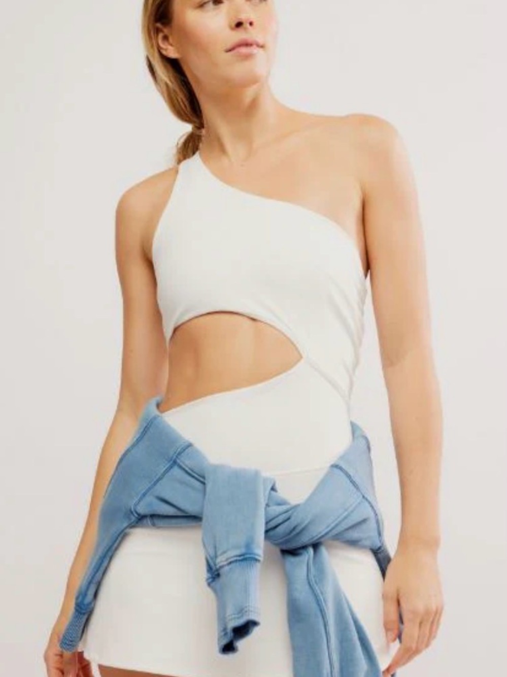 FP Movement by Free People White One-Shoulder Cutout Dress